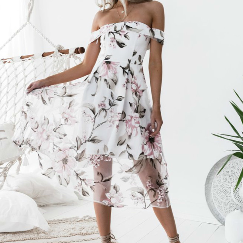 off shoulder midi summer dress