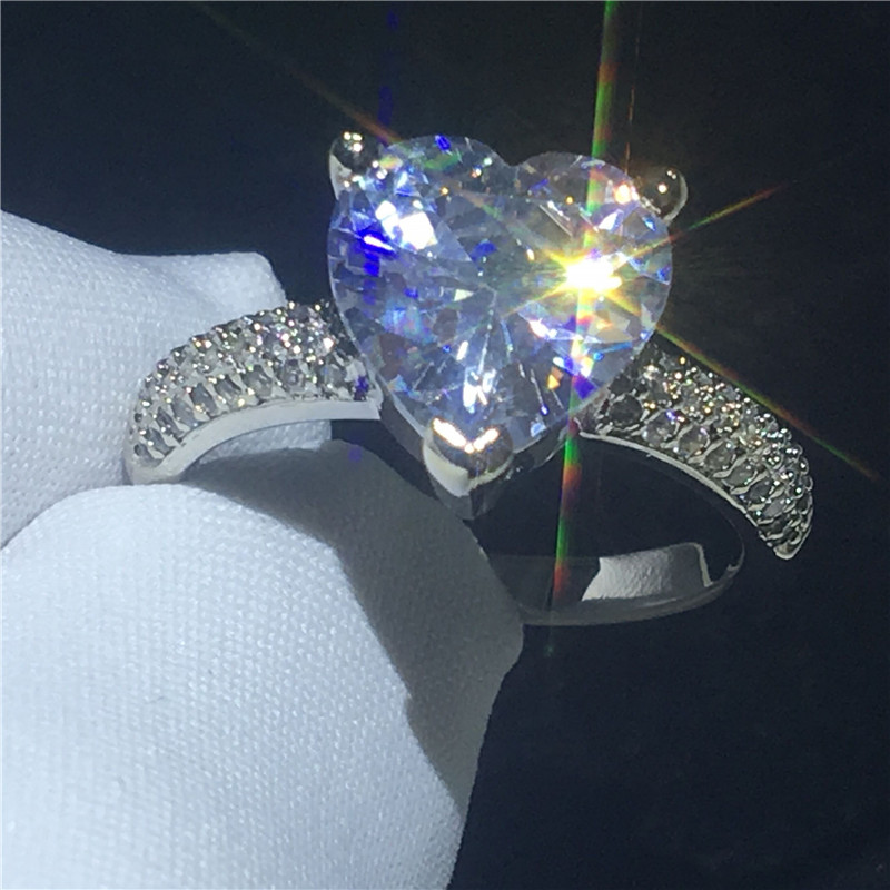 

Fashion Heart Shape ring 925 Sterling silver 3t 5A Cz Stone Engagement wedding band ring for women Bridal Jewelry