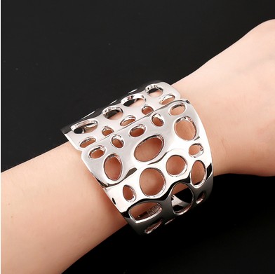Unique Wide Bange Cuff Bracelets Unisex Cut out Geometric Irregular Gold /Silver Tone Cuff Bracelets Bangle Bracelets