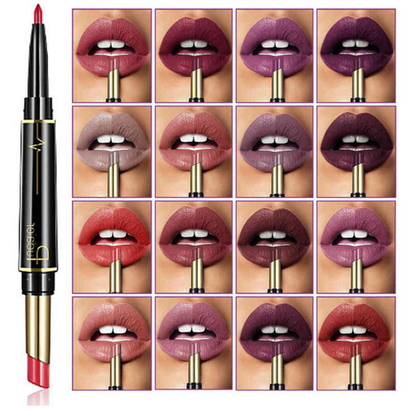 Pudaier Brand Matte Lipstick Color Cosmetics Wateproof Double Ended Long Lasting Nude Red Matte Lips liner Pencil Lipstick Matte-image-430766084