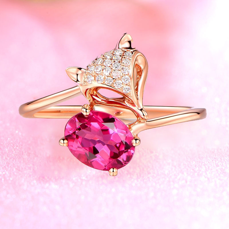 Drop Shaped Ring Rose Gold In Nice and Charming Design, Fox Ruby Ring Silver Jewelry for lover Silver Ring Wholesale