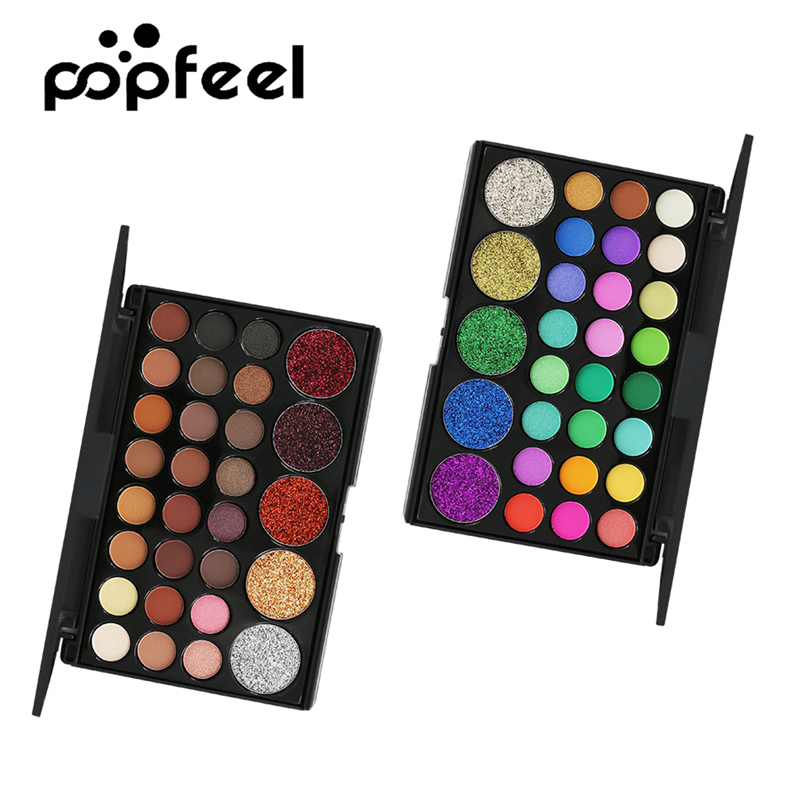 Popfeel Eyeshadow Palette Matte Shimmer Glitter Nude Pigmented Metallic