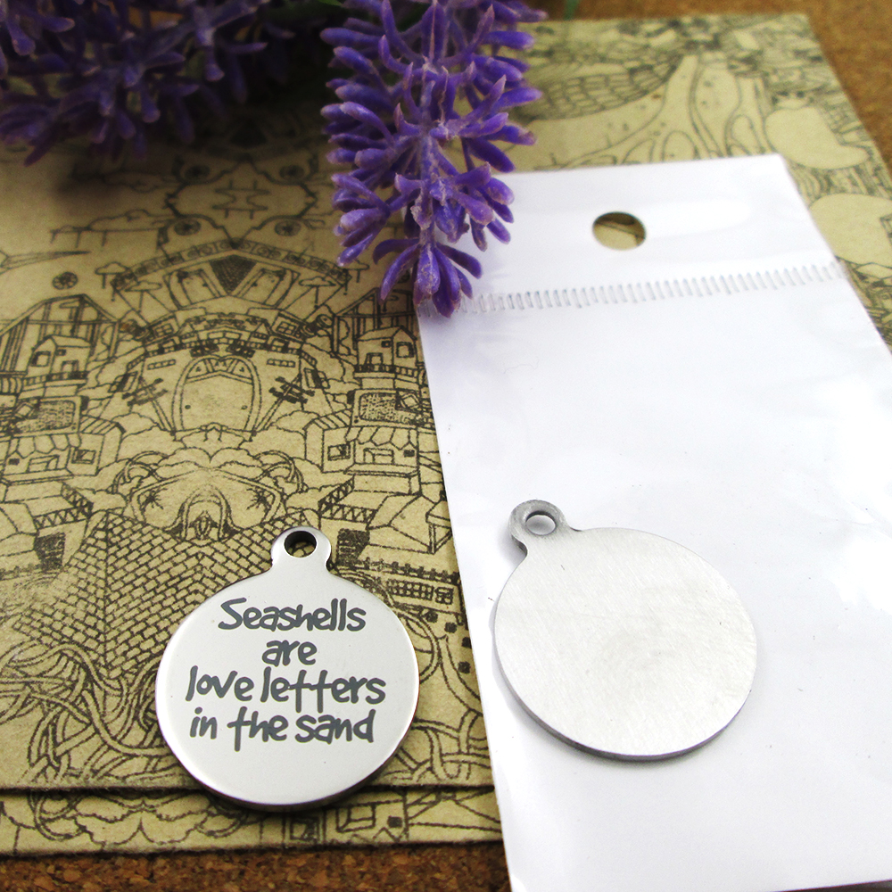 

40pcs--"seashells are love leffers in fhe sand"stainless steel charms more style for choosing DIY Charms pendants for necklace