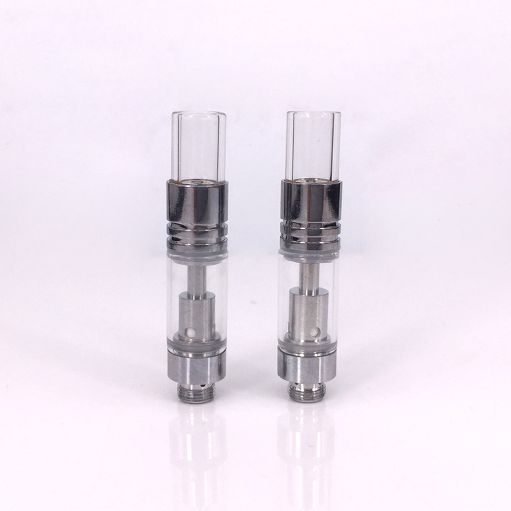 

Wholesale .5ml 1ml 510 thread Glass tank ceramic coil Silver Gold color M6T TH205 TH210 vape cartridge with Glass tip For viscous oil