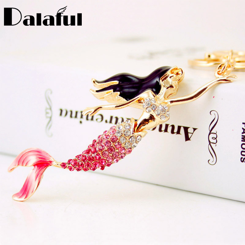 

New Fashion Amazing Crystal Mermaid Sea-maid Key Chains Rings Holder Bag Pendant For Car Gift Keyrings KeyChains K271