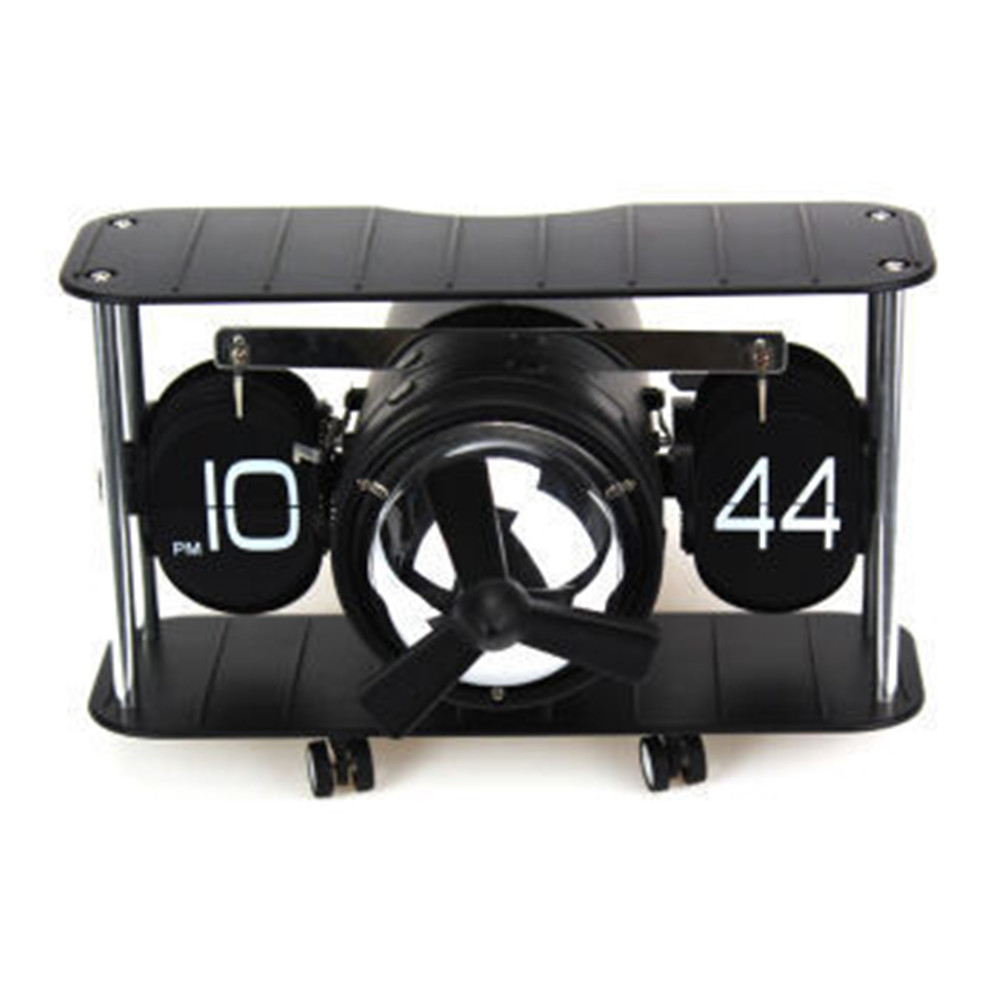

Modern Page Turning Aircraft model Desk Clock,Office Home Decorative Great for living room, bedroom, office decoration and gift Black