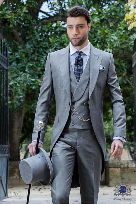 

New Fashion Grey Tailcoat Groom Tuxedos Excellent Men Wedding Wear Bridegroom High Quality Men Formal Prom Party Suit(Jacket+Pants+Vest) 950, Same as image