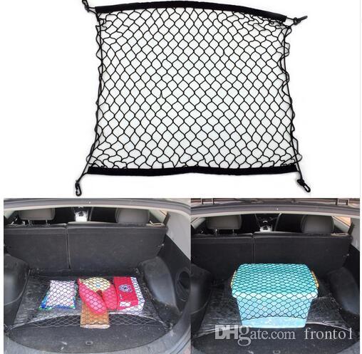 Filet de chargement en maille de voiture avec 4 crochets en plastique Organisateur de coffre d'automobile Porte-sac de rangement Accessoires auto