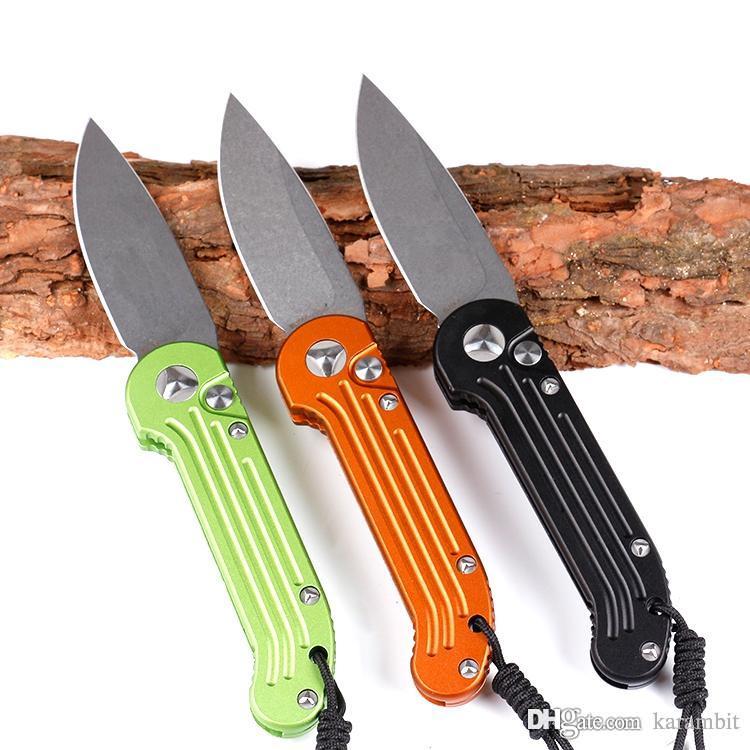 

LUDT tricolor fast open knife Horizontal opening single action D2 blade Hunting Folding Pocket Knife self defense knife 1pcs freeshipping