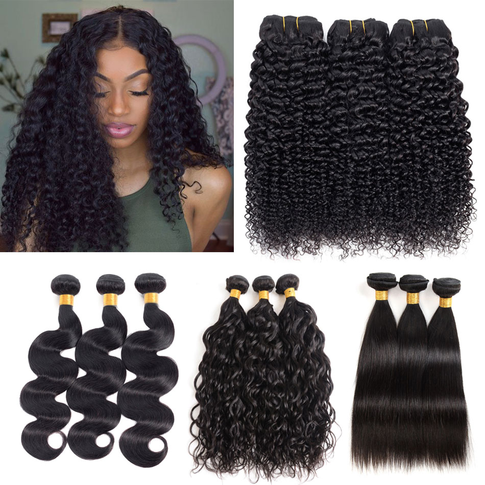 

8A Brazilian Virgin Hair Bundles Body Wave Straight Water Wave Deep Wave Kinky Curly Human Hair Peruvian Malaysian Hair Weave Bundles Cheap