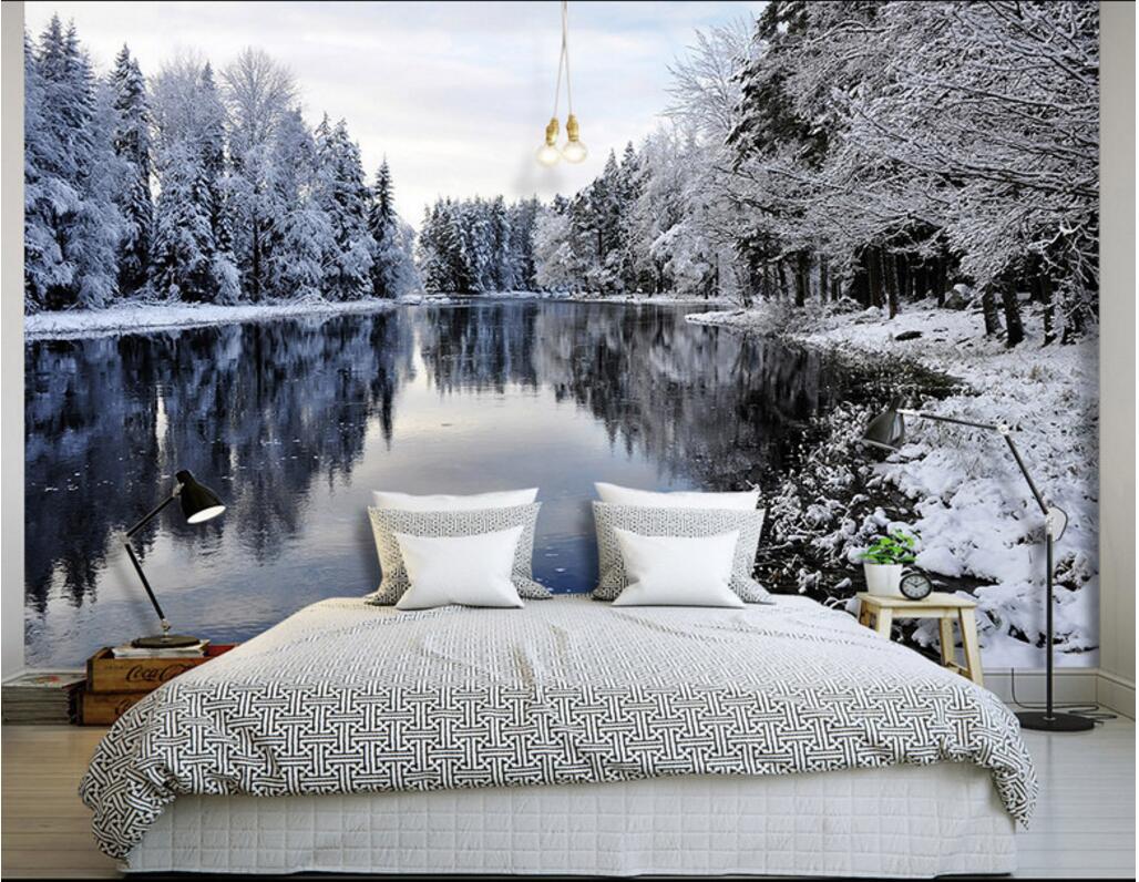 

3d wallpaper custom photo mural Mountains lakes forests and snow Home decor 3d wall murals wallpaper for walls 3 d living room, Black
