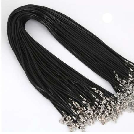 

1.5 mm/2mm black leather cord wax rope chain necklace 45 cm lobster clasp DIY jewelry accessories 10 strand number