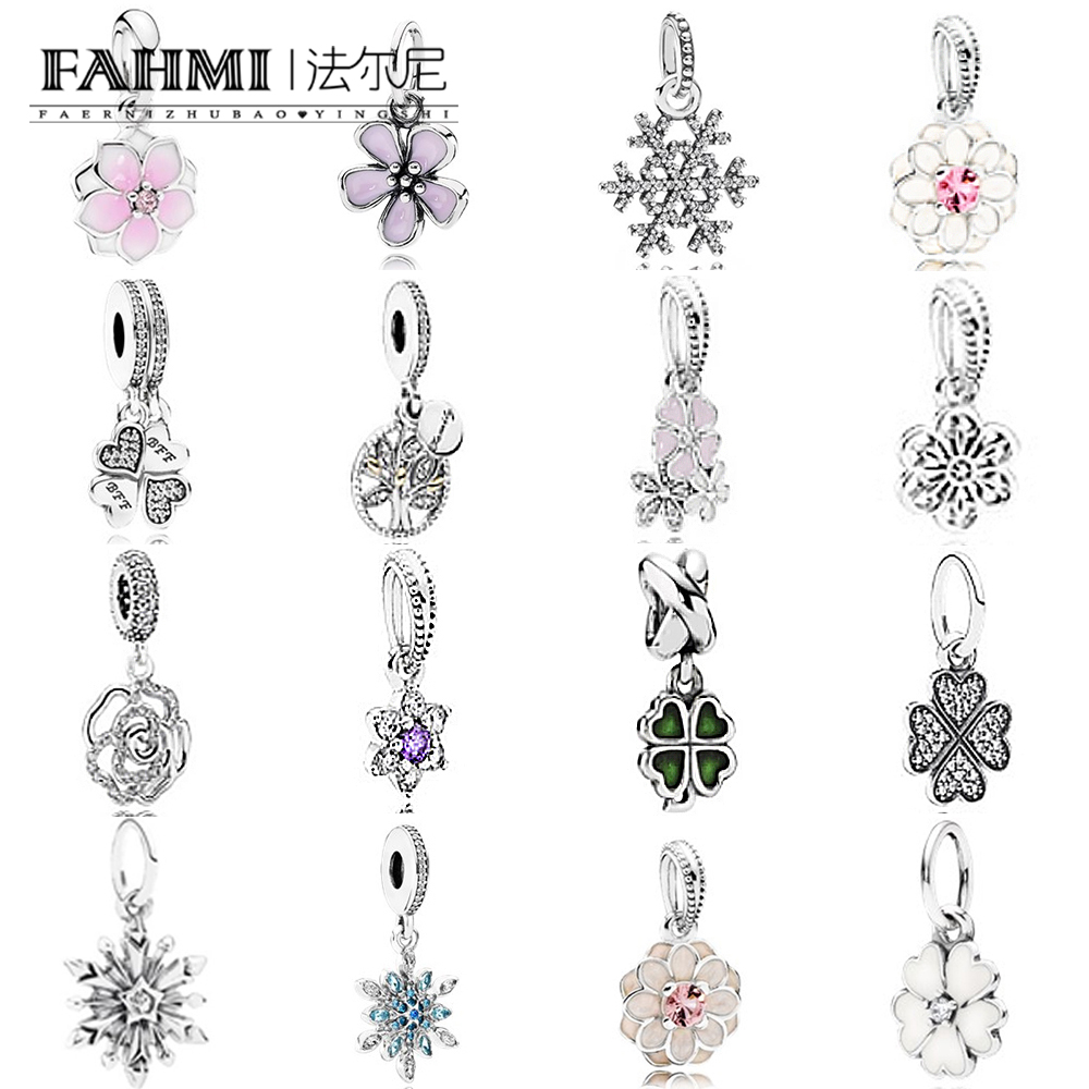 

FAHMI 100% 925 Sterling Silver 1:1 Charm NECKLACE PENDANT -White Enamel Lucky Love Hanging FAMILY CRYSTALLISED Poetic Blooms HEART PETALS