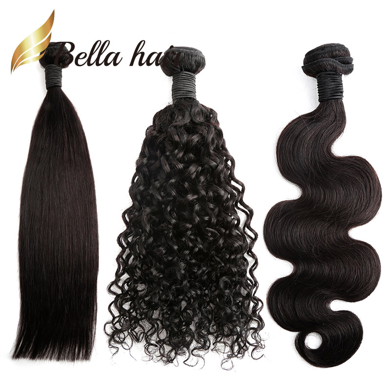 

Brazilian Hair Bundles Natural Color Straight Body Wave Deep Curly 100 Human Hair Extensions Julienchina Braid-Donor Bella Hair 1/2/3/4pcs, Natural black color