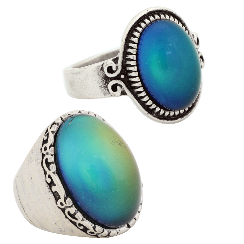 

Christmas Magic Colorful Big Stone Rings High Quality Antque Silver Ring MJ RS009 026