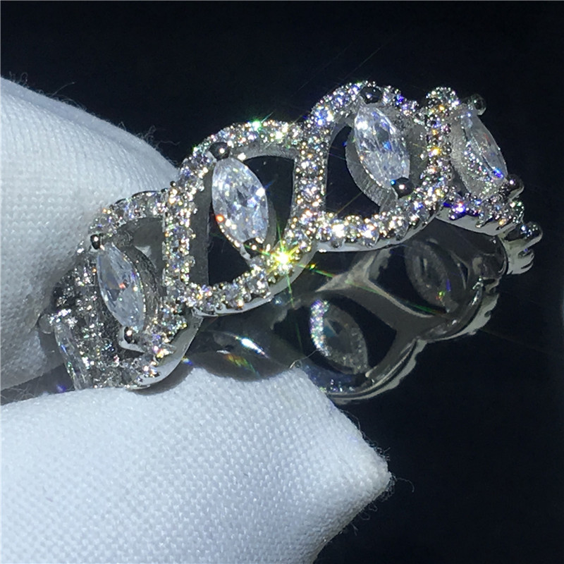 

Unique Line ring 925 Sterling silver 5A Sona Cz Engagement wedding band rings for women Bridal Finger Jewelry