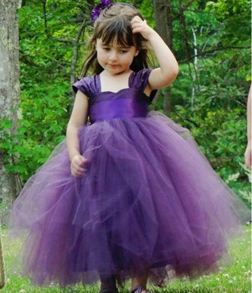 

New Pincess Pageant Purple Flower Girl Dresses Prom Gown Kids Dress Special Occasion Dress Children Performance Dresses GHTZ407, Same as image