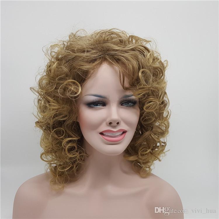 

Fashion Women Mediun-length Wigs Curly Hair Wave Wigs Mediun-length Hair Natural 100% Heat synthic Fiber Wig, Twenty variety of color can do