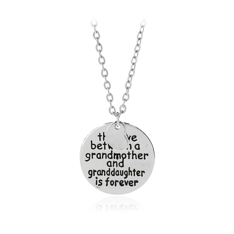 

The love between a grandmother and granddaughter Necklace Alloy Moon Pendant Necklace Love Necklace Fashion Jewelry For Grandmother Gift, Silver