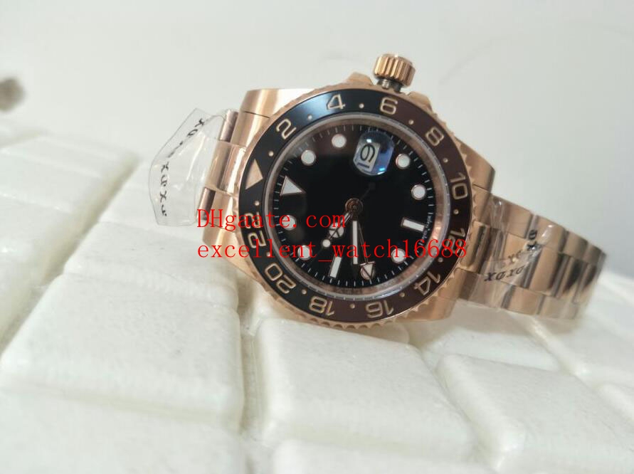 2018 NEW Luxury watches GMT 18k Rose Gold Sapphire Glass 40 mm 126715chnr Black Brown Ceramic Bezel Black Dial Asian 2813 Automatic Men'