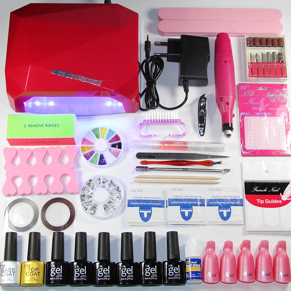 

Nails Tools Set Nail Gel Polish 36W UV Lamp Nail Art Manicure Kit Gel Varnish DIY Kits Extension UV Electric Manicure Handle