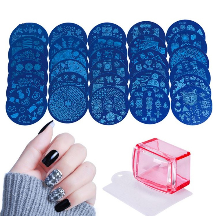 

Nail Tool STZ blue film Coloured drawing printing Template high quality nail Oil print Circular steel plate T4H0434