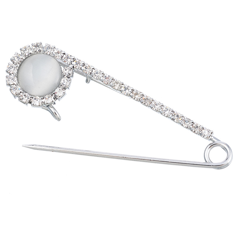 Bulk 50 pcs /lot Rhinestone and opal Safety pin brooches pin good for brooches and Scarf-image-423660451