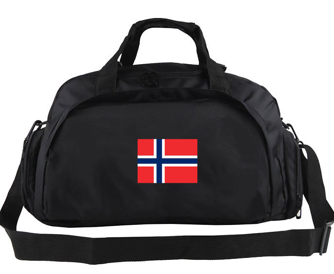

Norway duffel bag Nice flag tote Country banner training backpack Cool exercise luggage Sport shoulder duffle Flag sling pack, Black