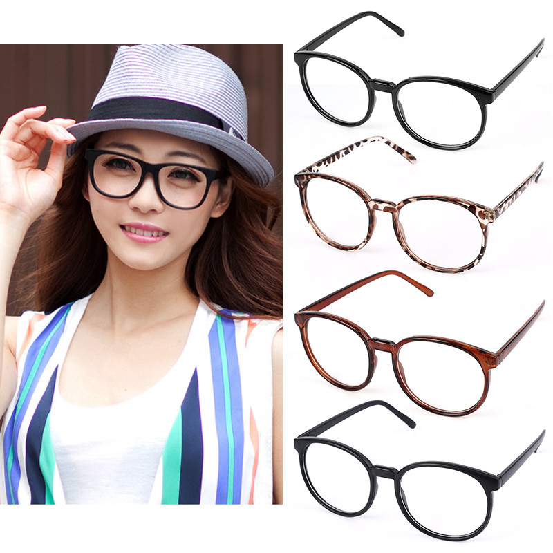 

Round Plain mirror Frame Retro Men Women Transparent Glasses Computer Eyeglasses Frame anti-fatigue goggles Clear Lens Eyewear