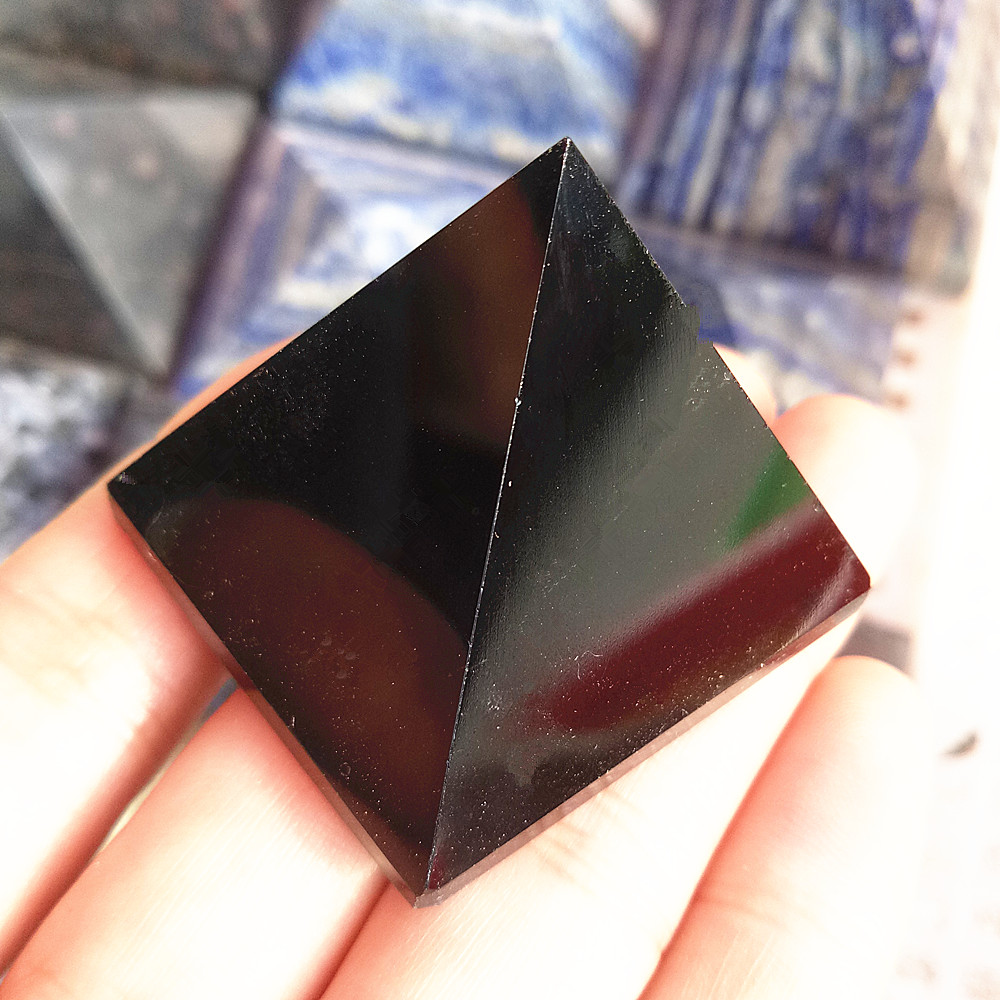 

Drop Shipping 4cm Natural obsidian crystal pyramid black quartz pyramid stones and crystals obelisk point Healing