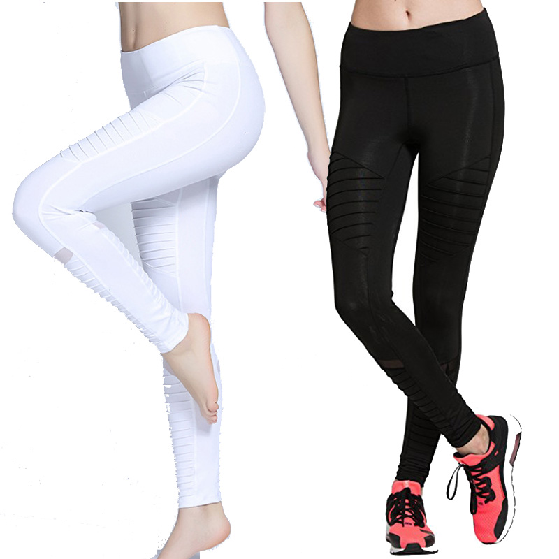

Yoga Pants Leggings Slim Compression High Waist Women Yoga Running Jogging Gym Fitness Leggins Black/White Mesh