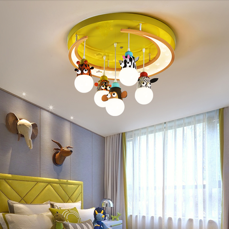 Cartoon Light Children's Room Pendant Lamp Creative Moon Animal Head modern led Pendant Lights Nursery Decoration Hanging Lamps-image-421987043