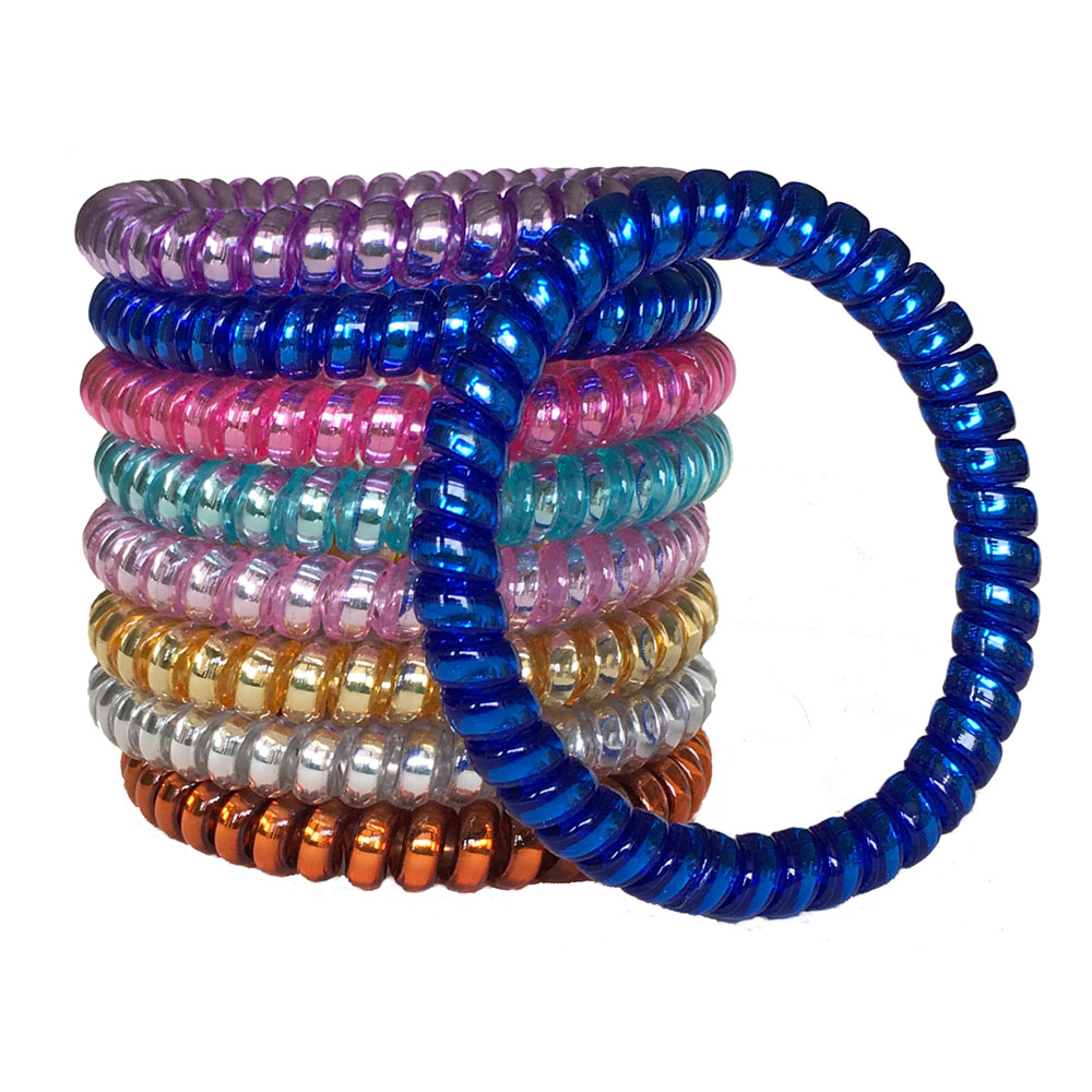 

Tangle Free Hair Coil Telephone Wire Cord Hair Ring Band ties Ponytail Holders Hair Ornaments Accessories For Girls and Womens, Hot pink hair band