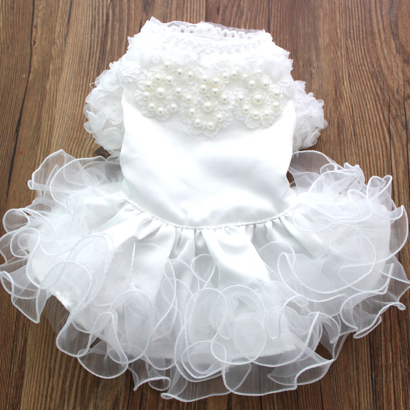 

New Princess Pearls&Fungus Lace Dog Pet Wedding Dress Tutu Cat Puppy Skirt Dresses Outfit Dinner Party 5 Sizes 3 Colours, Blue