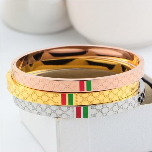 

Classic Bangles for women Titanium Steel brand Charms homme Bracelets & Bangles Femme logo bilezikler Pulseiras Korean, Black