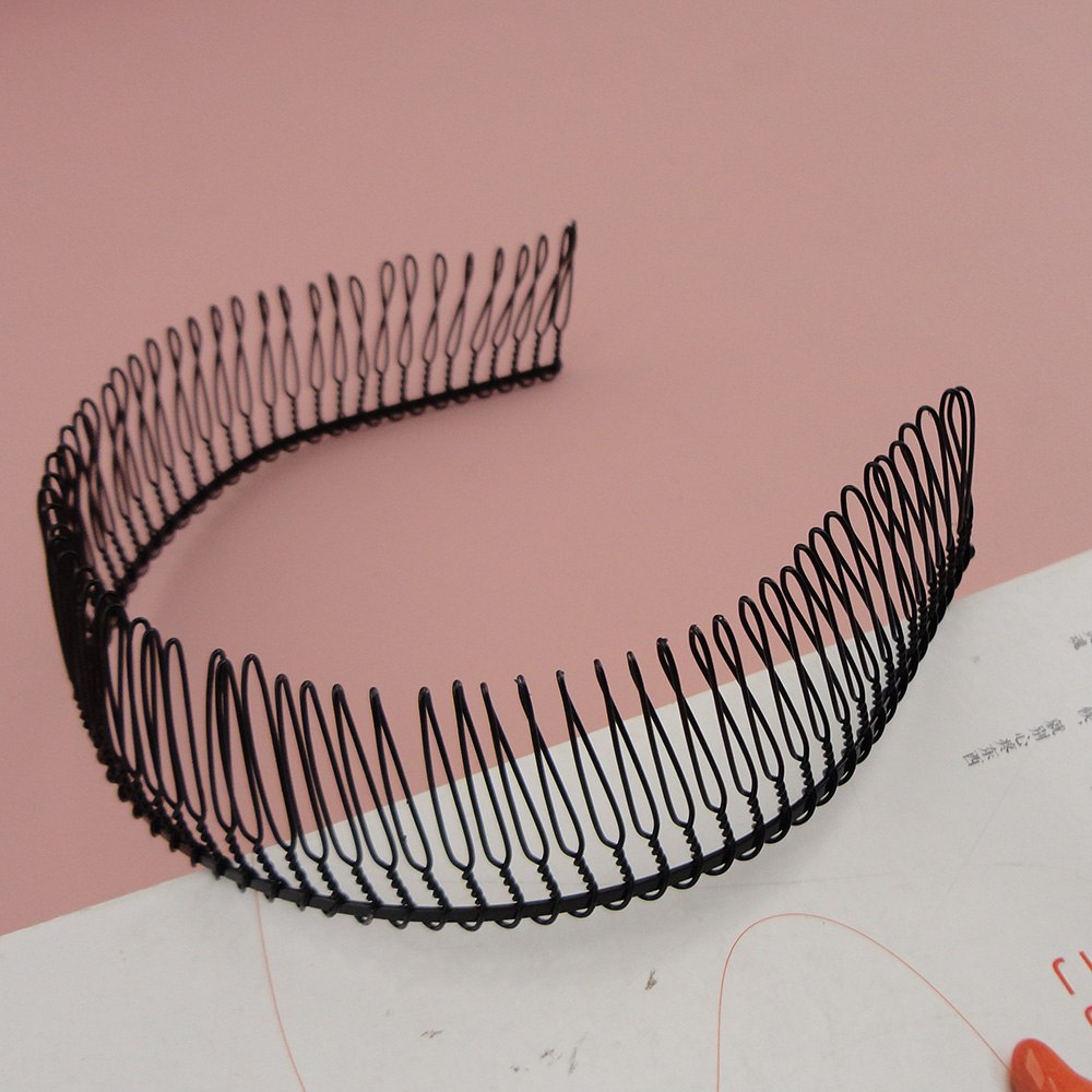 6PCS Black Full Teeth Plain Metal Comb Hair Headbands with 80 piece 37mm high teeth,Wholesale Men&#039;s hairbands-image-428029819