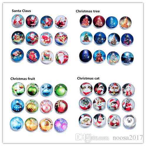 

4 styles New 18mm Ginger Snaps Button Glass Crystal Christmas tree San series Pattern Fit Charm Bracelets DIY Jewelry noosa chunk for lover