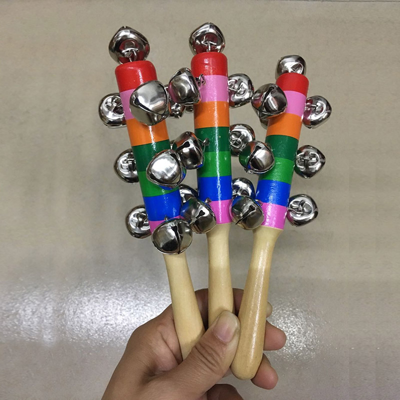 

Cartoon Baby Rattle Rainbow Rattles With Bell Wooden Toys Orff Instruments Educational Toys Party Festive Noise Maker WX9-598