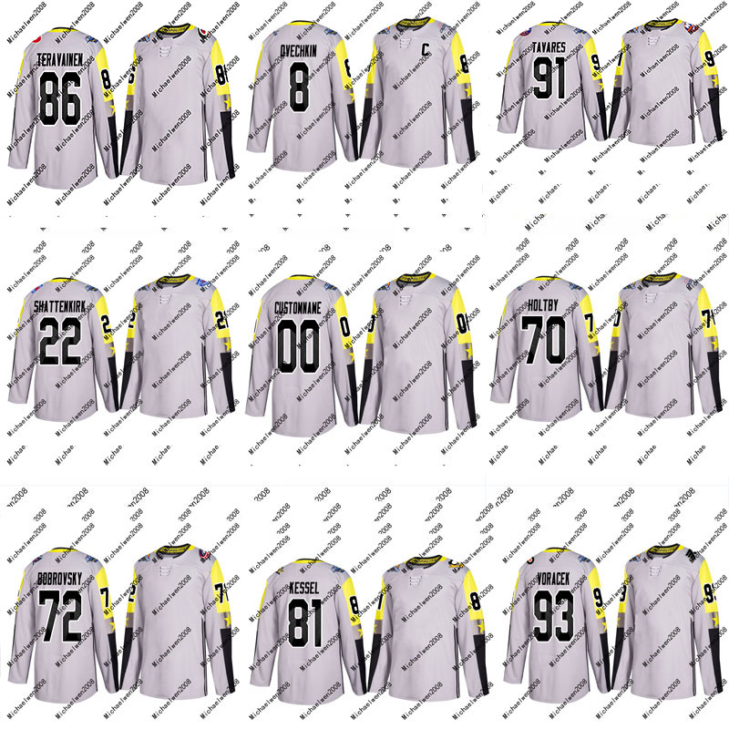

2018 All-Star Metro Division Jersey 91 John Tavares 93 Jakub Voracek 86 Teuvo Teravainen 81 Phil Kessel Custom Hockey Jerseys