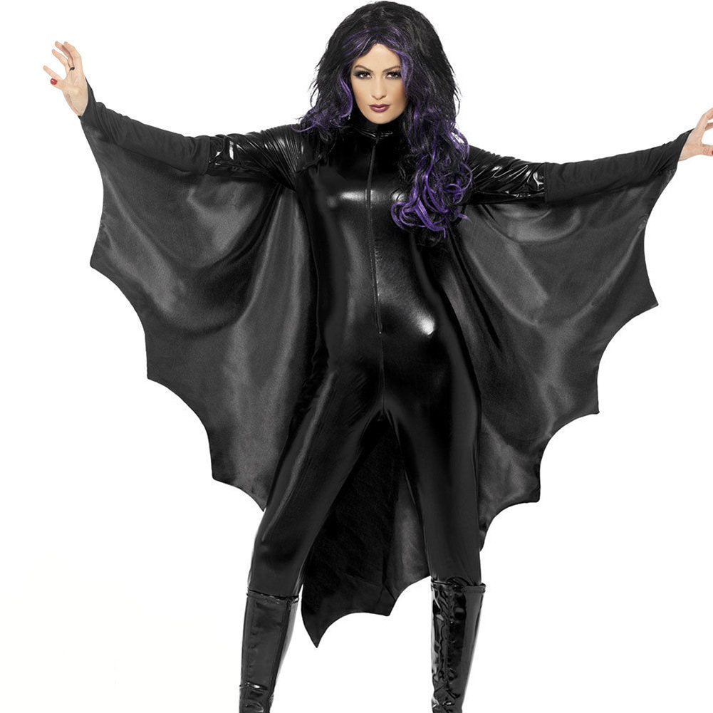 Halloween's long-sleeved black bat king wing jumpsuit theme party dresses up character bar stage cosplay costumes-image-423408760