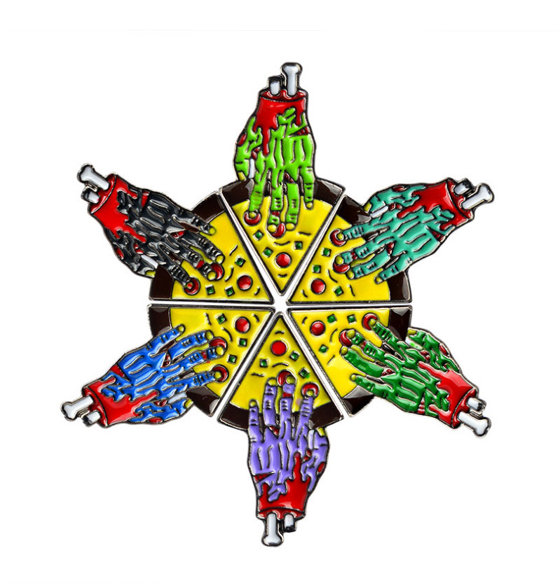 

Wholesale Cute Zombie Hand Pizza Enamel Pins Suit Short Collar Decor Backpack Hat badge Lapels Gift for Children Women Brooch For Friends