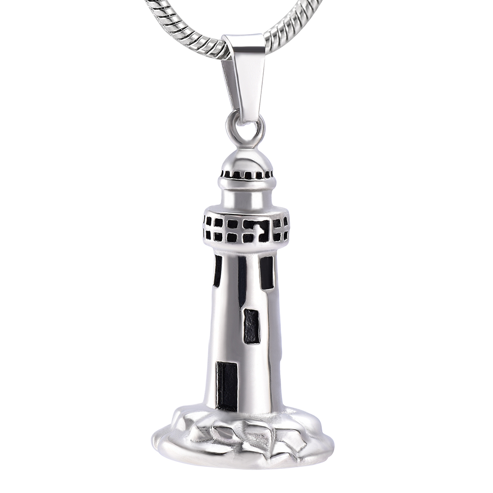 

IJD10012 The Lighthouse Cremation ashes turned into jewelry Stainless Steel Men Keepsake Memorial Urn Pendant For man