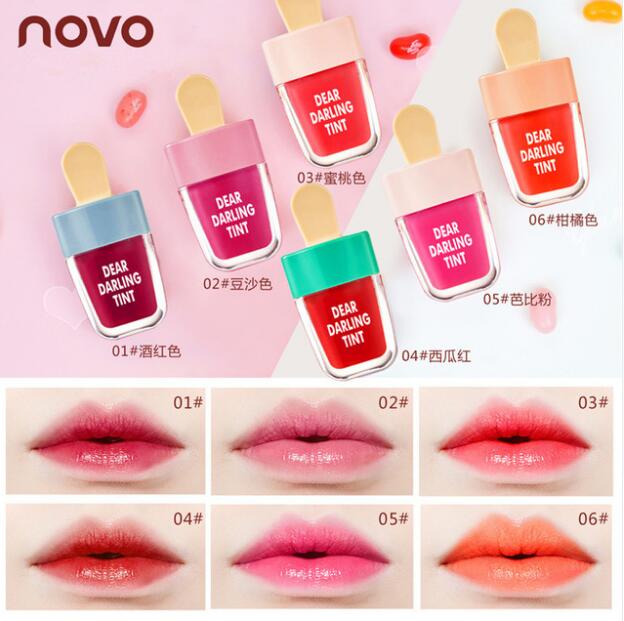 

NOVO Lovely Ice Cream Lipgloss Waterproof Liquid Matte Lipstick Long Lasting Tattoo Tint Lipgloss 6 COLORS