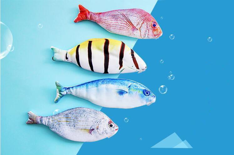 

Nice pencil bag creative simulation fish student pencil case office stationery knitting cloth pen bag gift 4 style