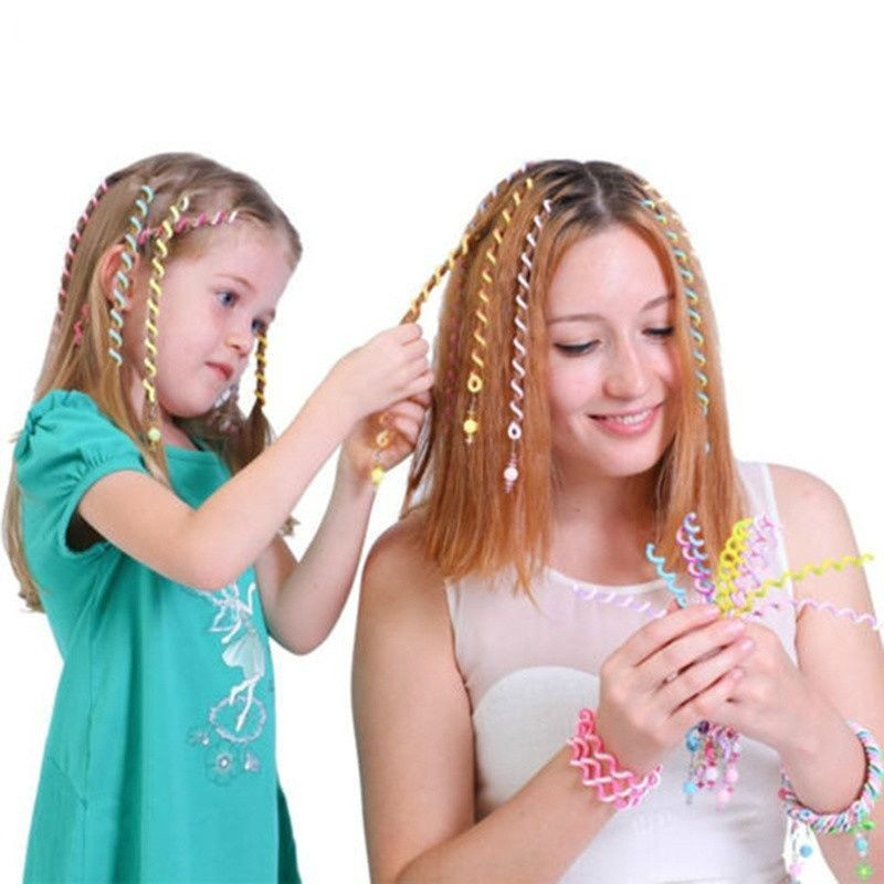 

Cute Fashion Kids Girl Mom Curler Hair Braid Sticker Baby Decor Hair Accessories Spiral Spin Hairpin Hair Barrette, Mixed colors