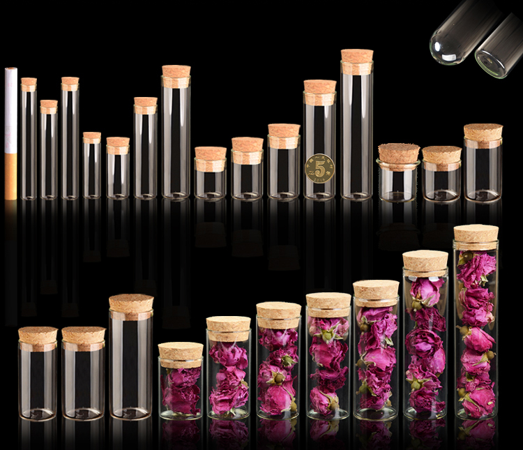 

4~25ml Cork Stopper Glass Vial Jars Transparent Bung Test Tube Bottle Crafts DIY Seed Specimen Bottle