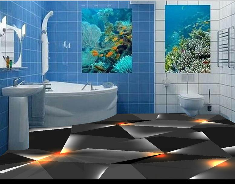 

pvc self adhesive wallpaper 3d floor Black color solid idea vinyl flooring photo wall mural for living room 3d floor mural