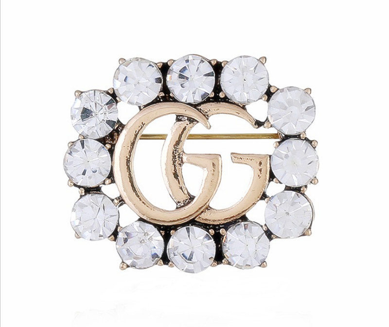 

Best Selling Crystal Rhinestone Letter Brooch Pin Hollow Corsage Brooches Women Fashion Jewelry Costume Decoration 2018 New, Gray