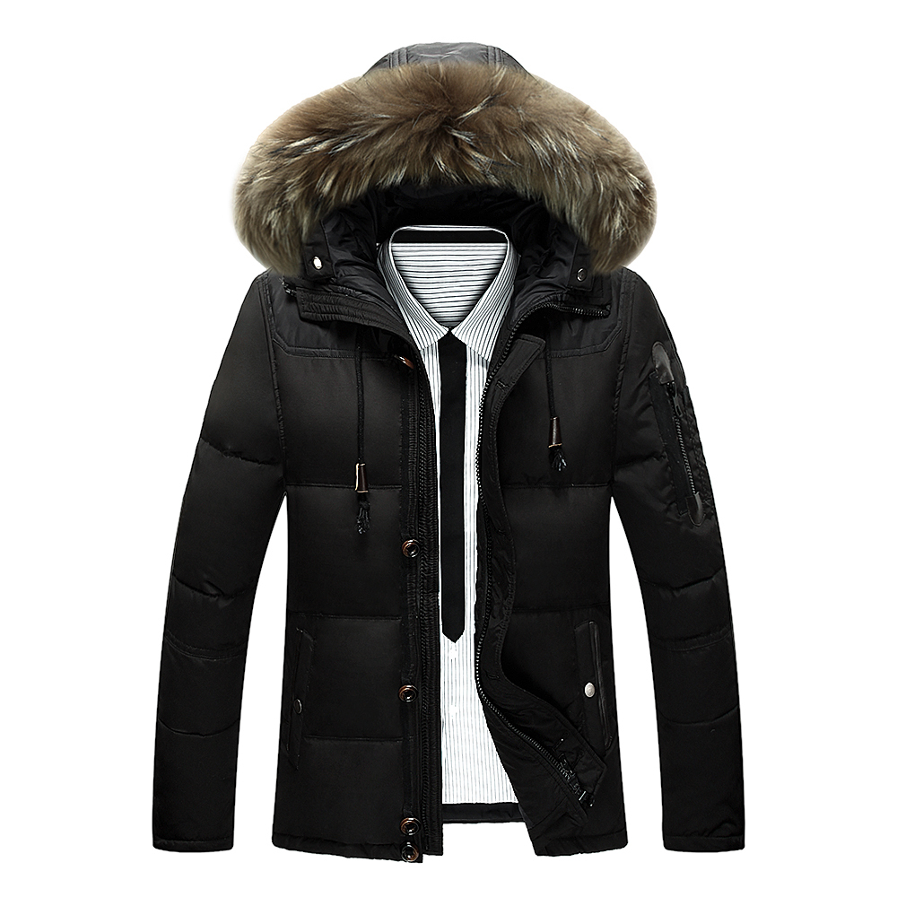 ashion & casual brand white duck down coat Fur collar men's down jacket thick warm russia winter jacket for men f