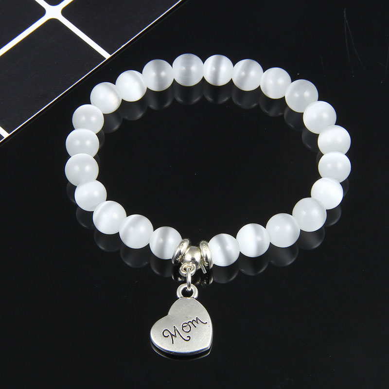 

Wholesale New Natural Stone Beads Mom Heart Bracelet Energy Yoga Mother's Day Charm Bracelets Jewelry Free shipping